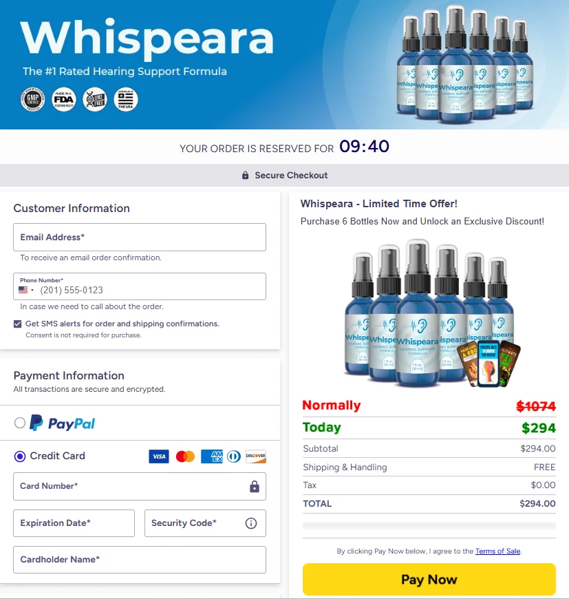 Whispeara Order Page